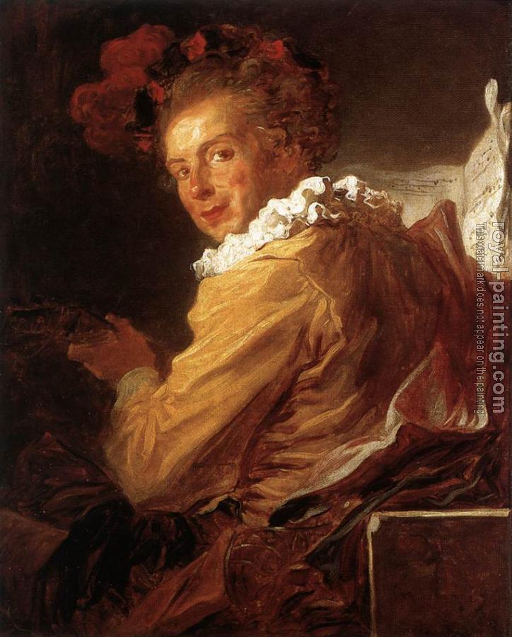 Jean-Honore Fragonard : Man Playing an Instrument